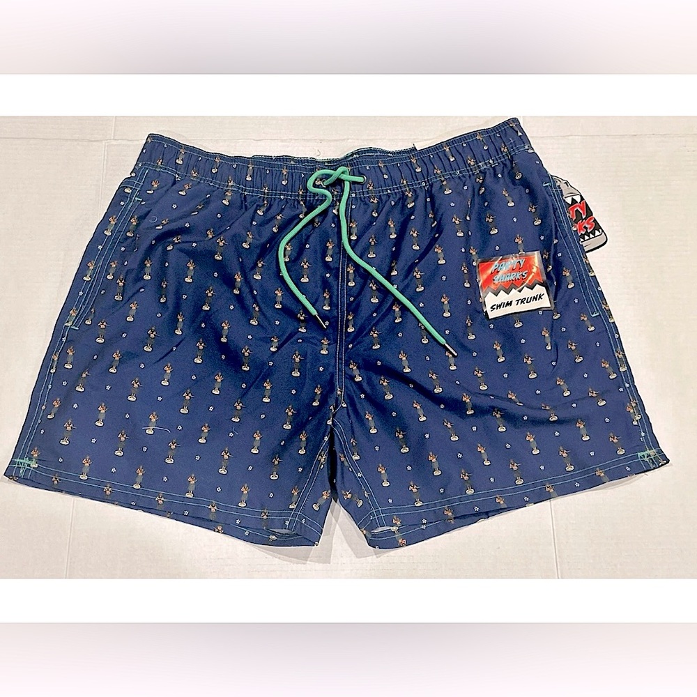 Party Sharks Navy Swimwear Trunks Men’s Size - XXL